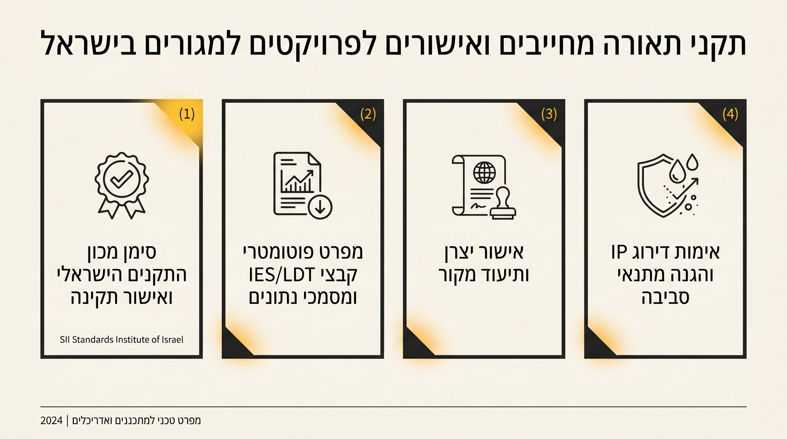 תקנים ואישורים מחייבים לגופי תאורה בפרויקטי בנייה