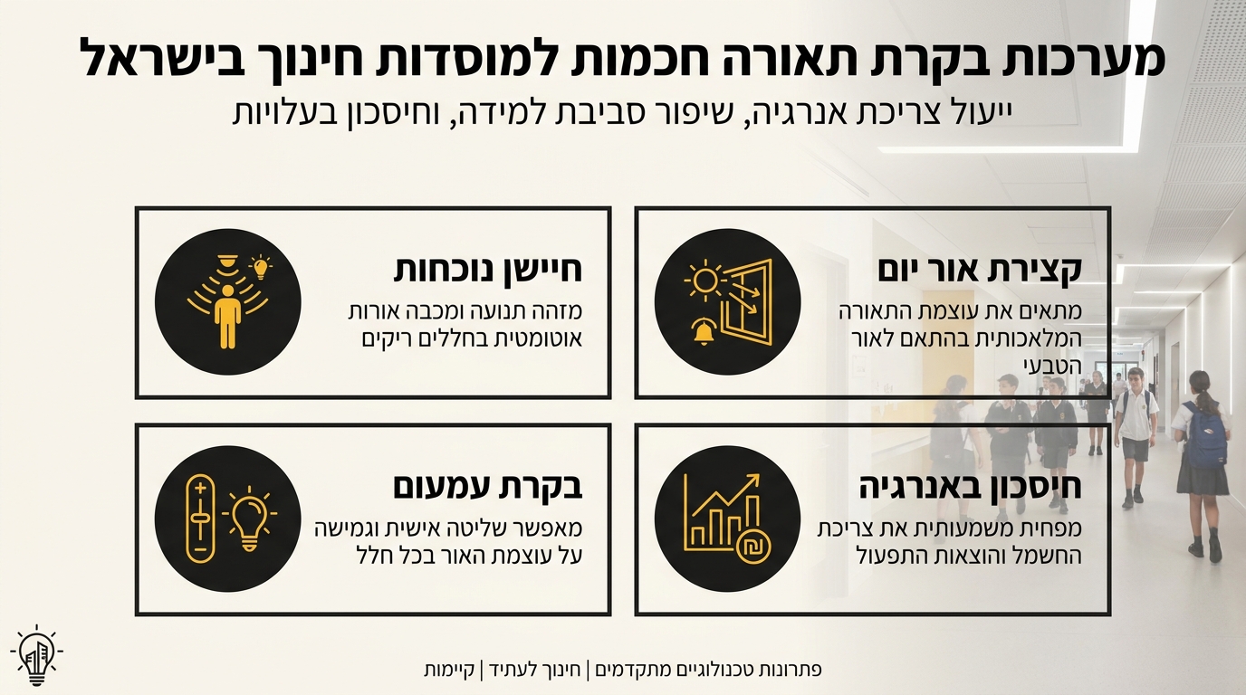 מערכת בקרת תאורה חכמה במוסד חינוכי